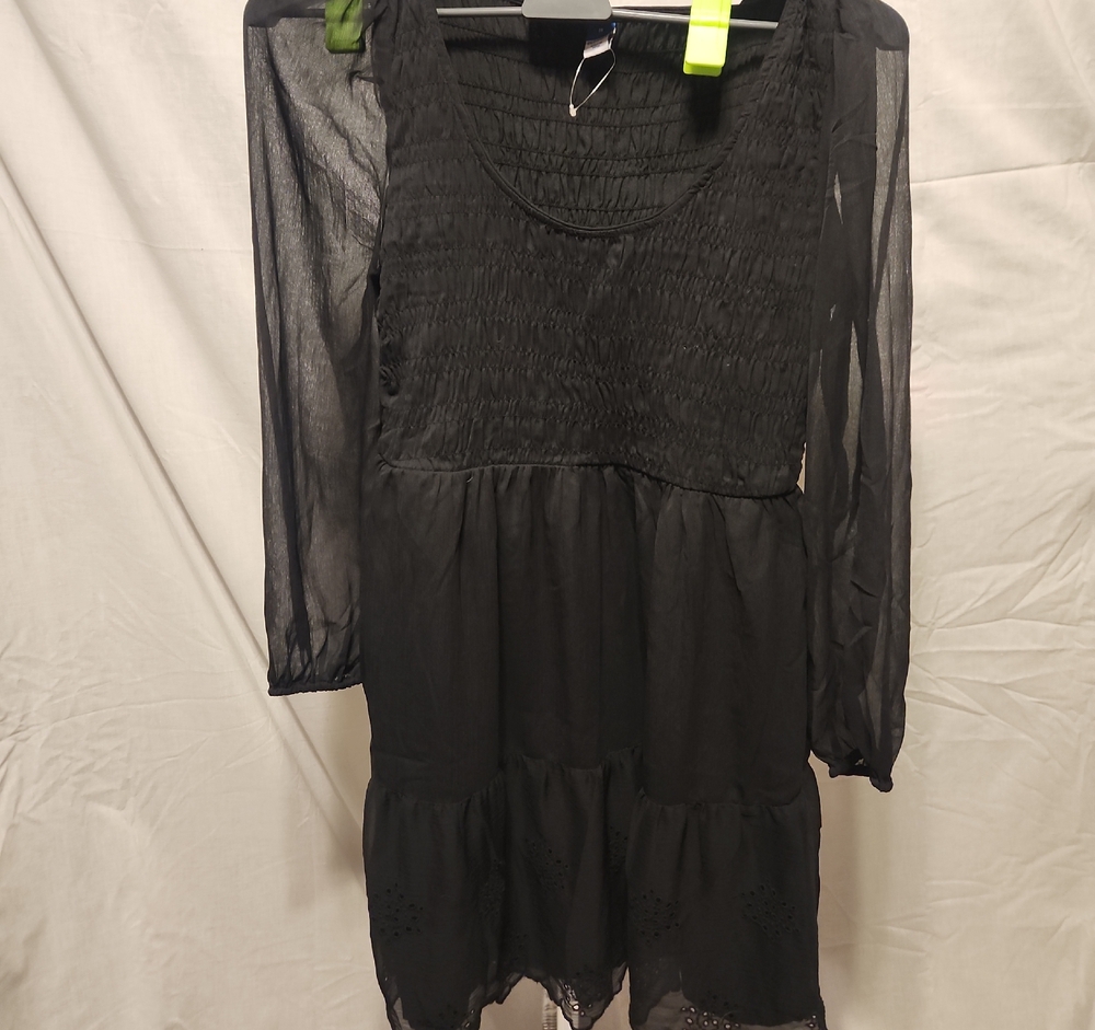 Old Navy Black Babydoll Dress with Bishop Sleeves